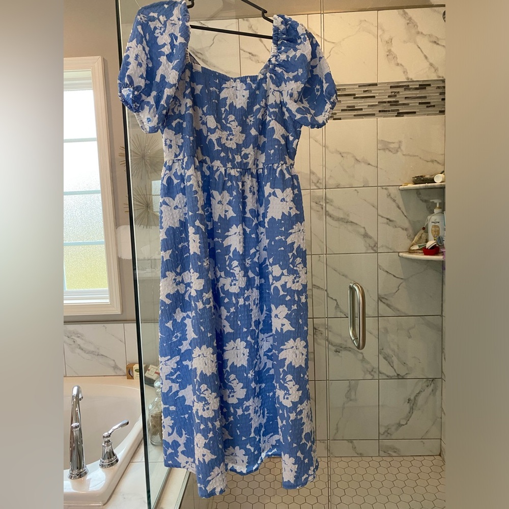 Time and Tru Blue and White Floral Maxi Dress